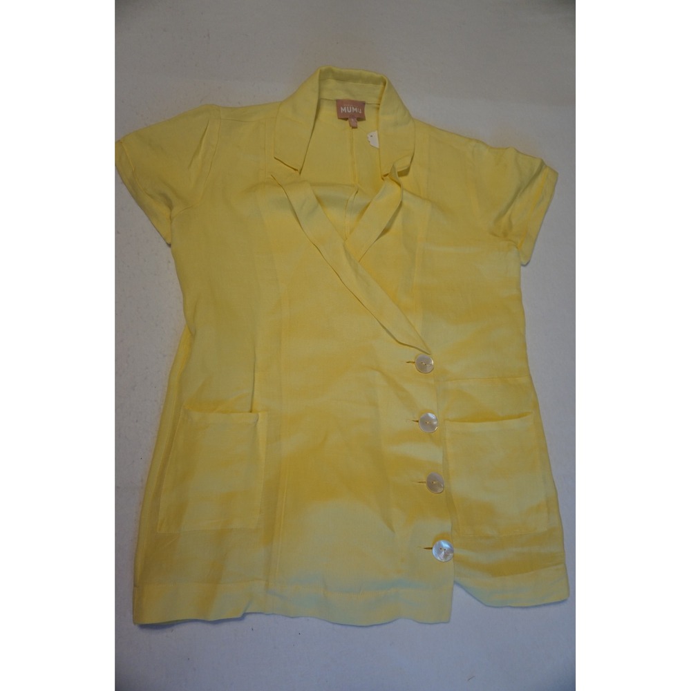 Show Me Your Mumu Bicoastal Blazer Romper Butter Yellow Linen MS4-4960 Small